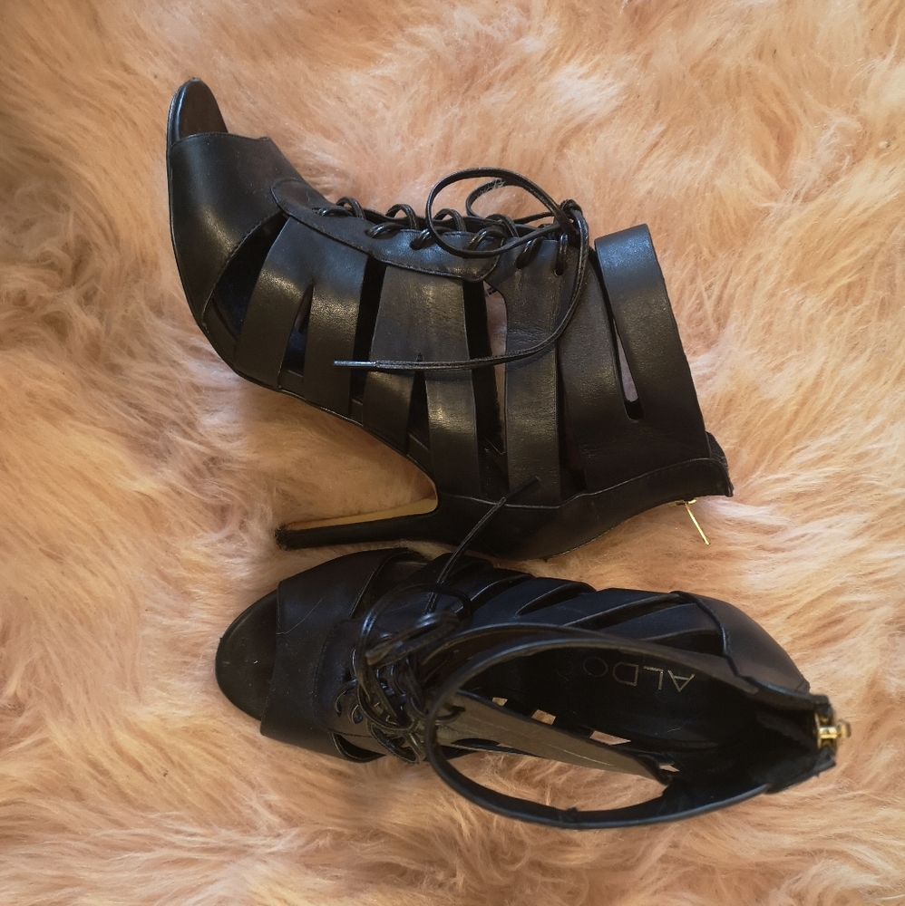 Aldo open toe black heels